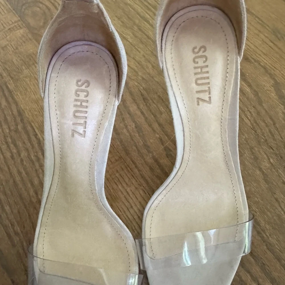 Schutz Josseana Leather Sandals High Heel Ankle Tie Nude Women’s size 8